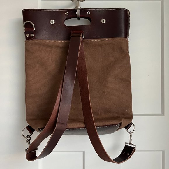 XOBruno Alvar Convertible Tote Backpack Bag Leather and Canvas - Picture 4 of 6